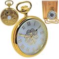 14K Gold Plated Men Big Heavy Brass Pocket Watc...