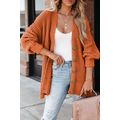 Gold Flame Button Front V Neck Chunky Cardigan ...