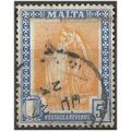 Malta 1922 SG137 5/- Orange-Yellow & Bright Ult...