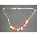 Fun euro bead necklace red orange blue white fu...