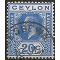 Ceylon 1921 SG350 20c Bright Blue Wmk MSCA Fine...