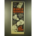 1945 Philip Morris Cigarettes Ad - An ounce of prevention