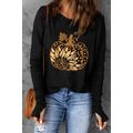 Black Sunflower Pumpkin Graphic Thumbhole Sleev...