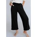 Black Mineral Wash Exposed Seam Wide Leg Pants