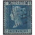 1858 SG45 2d Blue Plate 9 Fine Used Check Lette...