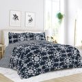 Twin size 3-Piece Navy Blue White Reversible Fl...