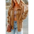 Khaki Vintage Washed Flap Pocket Button Shacket