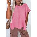 Sachet Pink Solid Color Sweater Tee with Side S...