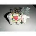 Country Folk Art Cow With Antlers Holiday Ornament