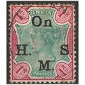 India 1892 O47 1 Rupee Green & Rose SERVICE Fin...