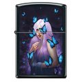 Blue Butterfly Lady Black Matte Zippo Lighter