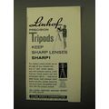 1961 Linhof Tripods Ad - Keep Sharp Lenses Sharp!