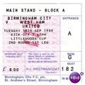 Birmingham City v West Ham 1989/90 League Cup T...