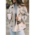 Khaki Western Aztec Print Sherpa Splicing Butto...