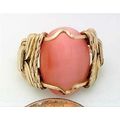 Pink Cat Eye Glass Gold Wire Wrap Gemstone Ring...