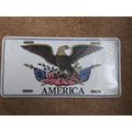 America embossed metal license plate