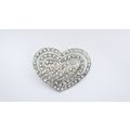 Small/medium silver heart crystal hair pin clip...