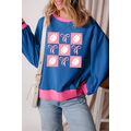Blue Rugby Bowknot Graphic Game Day Contrast Tr...