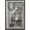 Ceylon 1940 SG399 3c on 20c Black & Grey-Blue M...