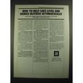 1987 GM General Motors Ad - Help Save Lives and Reduce Injuries