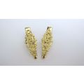 2 small tiny shiny gold metal filigree alligato...