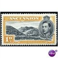 Ascension KGVI 1949 1d Black & Yellow Orange Mo...