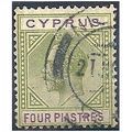 Cyprus 1912 SG79 4 Piastres Olive-Green & Purpl...