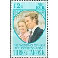 Turks Caicos 1973 Royal Wedding 12c Princess An...