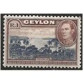 Ceylon 1944 SG395a 1 Rupee Blue-Violet & Chocol...