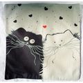 Cat Pillow Cover 17 x 17 Side by Side in Love C...
