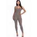 WARM OPEN BACK BODYCON JUMPSUIT (Taupe, Small)