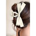 White Bow Decor Large Hair Claw Clip