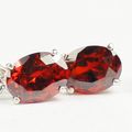 Garnet CZ, 925 Sterling Silver Leverback Earrin...