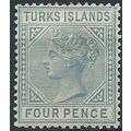 Turks Islands 1884 SG57 4d Grey Wmk Crown CA Mo...