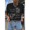 Black Western Cow Print Round Neck Casual Tee