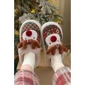 Dark Green Christmas Cartoon Reindeer Plush Hom...