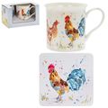 Cockerel Fine China Mug with Matching Coaster B...