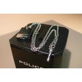 police neckless fragment stainless steel leathe...