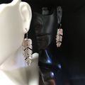 Earrings, Silver Tone Articulated Leaves #406 U...