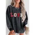 Black Sequin LOVE Chenille Embroidered Graphic ...
