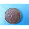 1952 GEORGE VI AUSTRALIA ONE PENNY - COIN - 1 F...