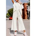 Bright White Textured Loose Fit T Shirt and Dra...
