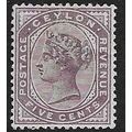CEYLON 1886 QUEEN VICTORIA 5c MINT HINGED SG195