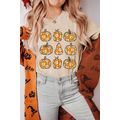 Khaki Floral Pumpkin Print Casual T Shirt
