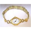 Wrist watch quartz gold plated bead 8.25 inch d...