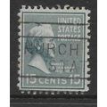 USA 1938 PRESIDENTIAL SERIES 15c BLUE SLATE JAM...
