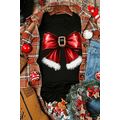 Black Christmas Big Bowknot Graphic Crewneck T ...