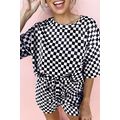 Black Checkered Top and Short Casual 2pcs Set