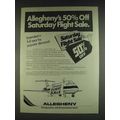 1978 Allegheny Airlines Ad - Saturday Flight Sale