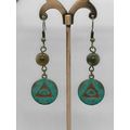 All Seeing Eye Charm And Moss Agate Gemstone Ea...